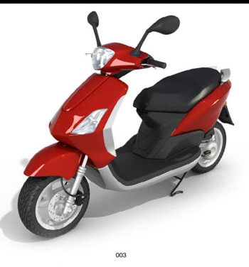 3D-Modell roten und schwarzen Roller