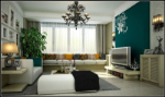 3D-Modell der Wohnzimmer im europäischen Stil Garten