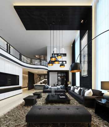 split-moderne Wohnzimmer 3D-Modell