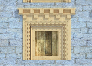 Tibetischen Holzfenster 3D-Modell
