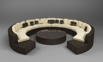 Kombinierte 3D-Modell der gewölbten kreisförmigen Sofa