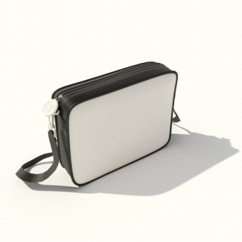 Schwarz-Weiß-Schultertasche in 3D