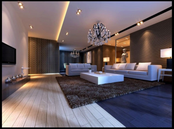 Modern, stilvoll großes Wohnzimmer 3D-Modell