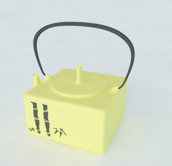 Bambus-Muster Quadrat Teekanne 3D-Modelle