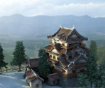 Japanische Architektur 3D-Modell