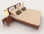 Wooden home minimalistischen braunen Doppelbett 3D-Modell