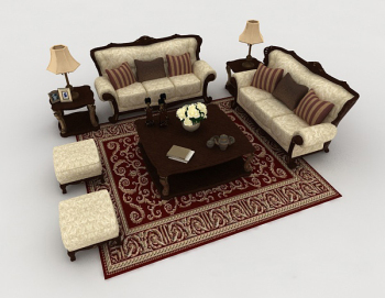 europäischen retro - heim sofa brown 3d - modell
