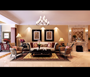 Feine europäischen Luxus-Wohnzimmer 3D-Modell