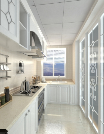 Weiße Kchendesign 3D-Modell-Renderings
