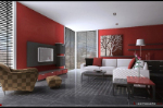 3D-rot grau Mode-Modell Wohnzimmer