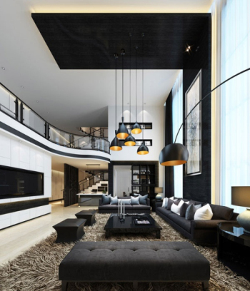 Split-moderne Wohnzimmer 3D-Modell