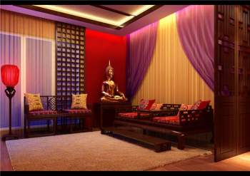 China Wind Wohnzimmer Modell Renderings